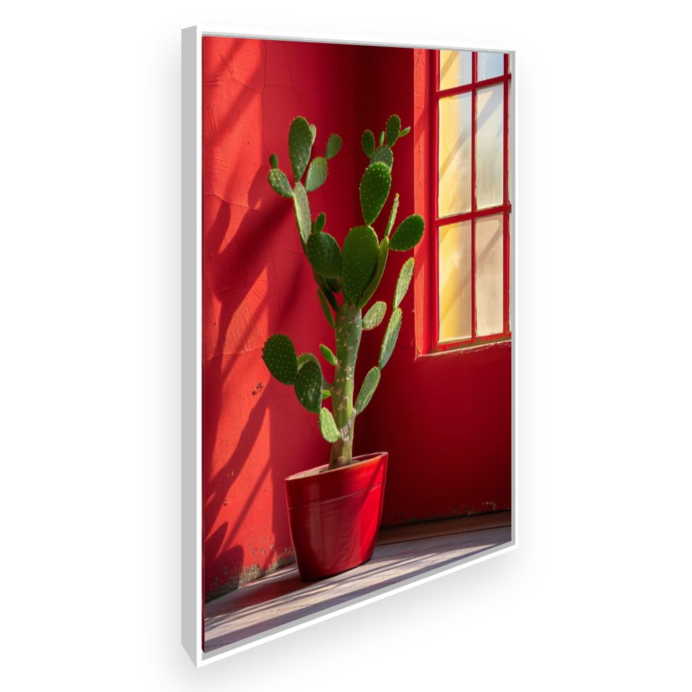 Toile Cactus vibrant – toile cadre blanc (slide 2)