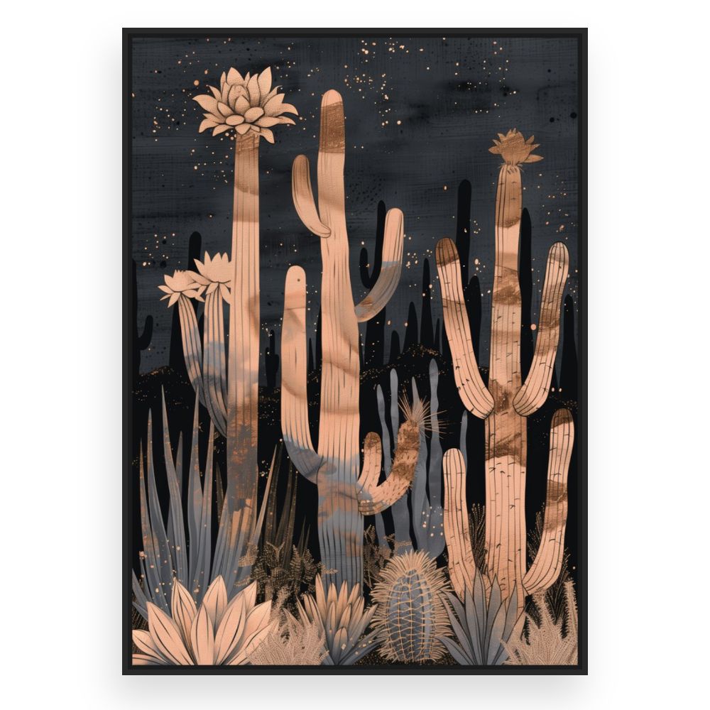 Toile Cactées élégantes – toile cadre noir (slide 3)