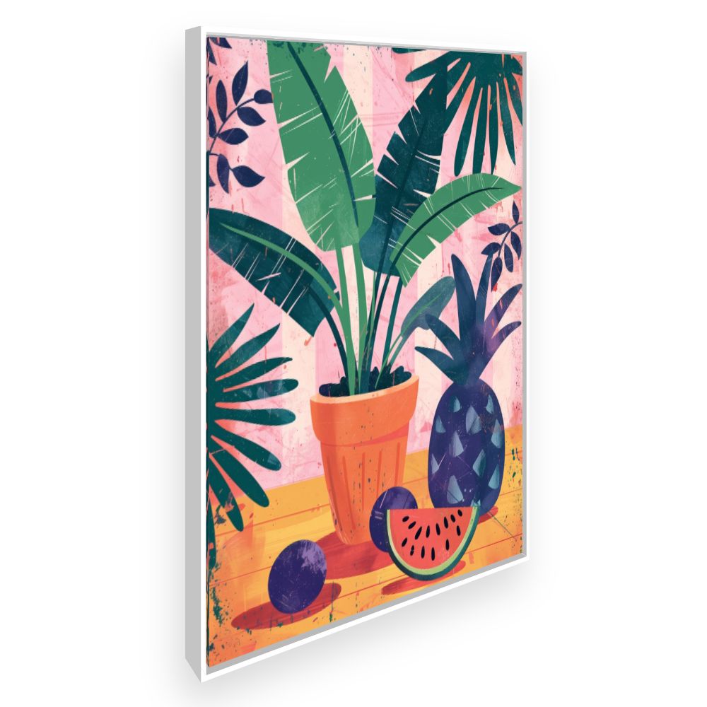 Toile Jardin tropical vibrant – toile cadre blanc (slide 2)
