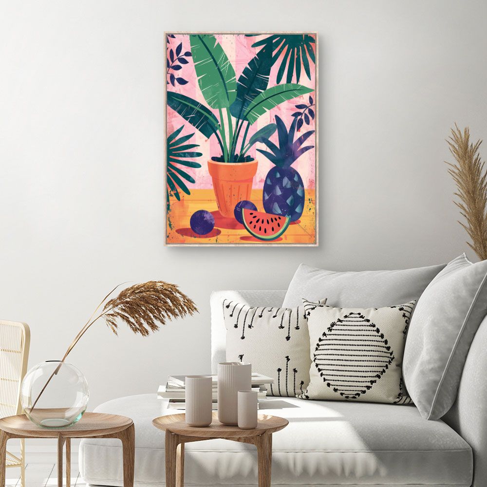 Toile Jardin tropical vibrant – toile cadre naturel (slide 1, 60×90)