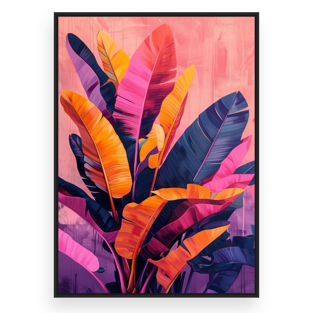 Toile Feuillage exotique vibrant – toile cadre noir (slide 3)