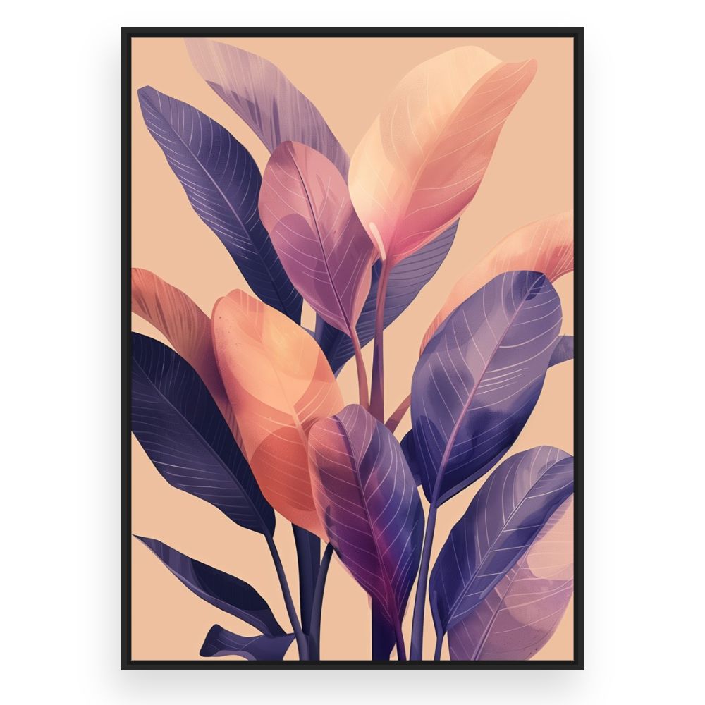 Toile Feuillage tropical vibrant – toile cadre noir (slide 3)