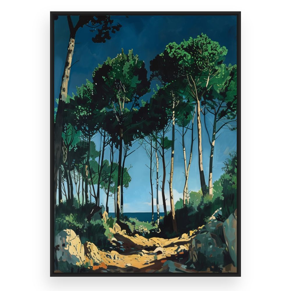 Toile Forêt ensoleillée – toile cadre noir (slide 3)