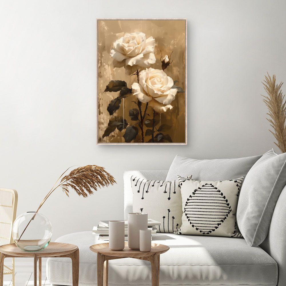 Toile Roses élégantes – toile cadre naturel (slide 1, 60×90)
