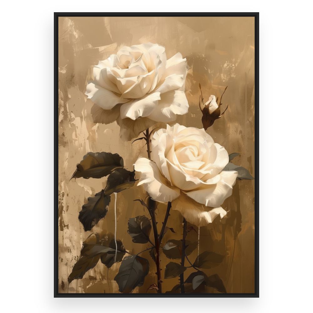 Toile Roses élégantes – toile cadre noir (slide 3)