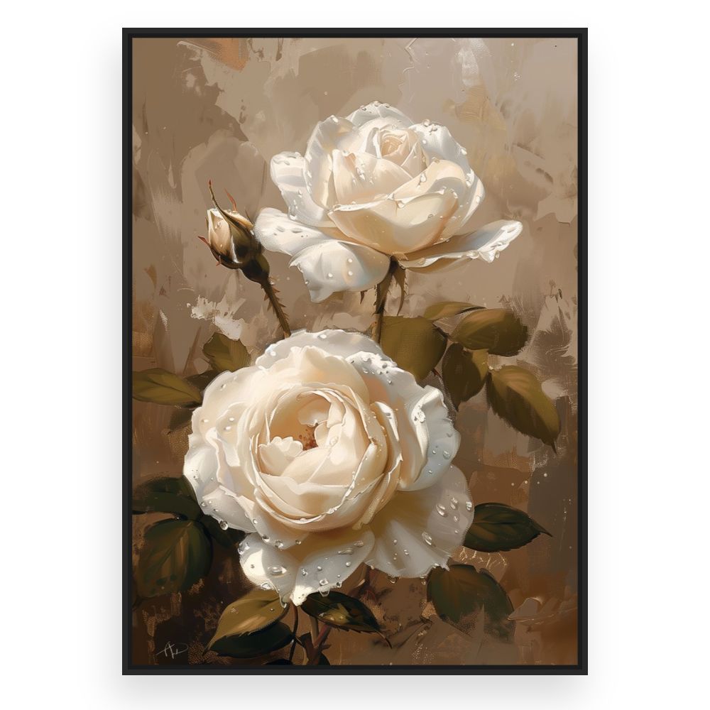 Toile Élégantes roses perlées – toile cadre noir (slide 3)