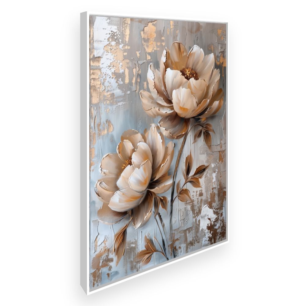 Toile Fleurs élégantes – toile cadre blanc (slide 2)