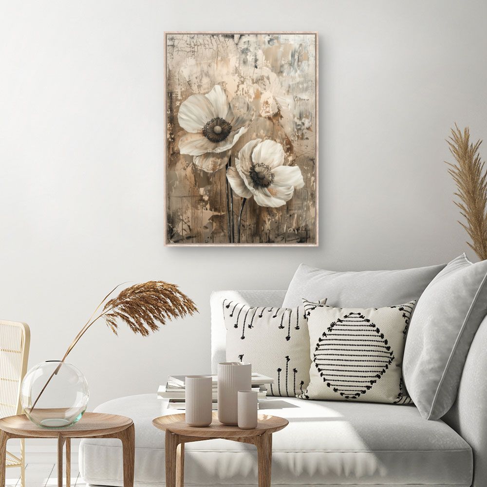 Toile Fleurs artistiques – toile cadre naturel (slide 1, 60×90)