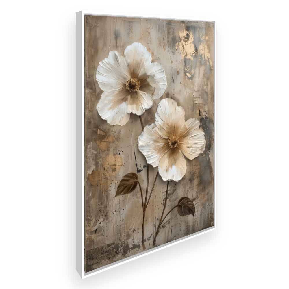 Toile Fleurs élégantes – toile cadre blanc (slide 2)