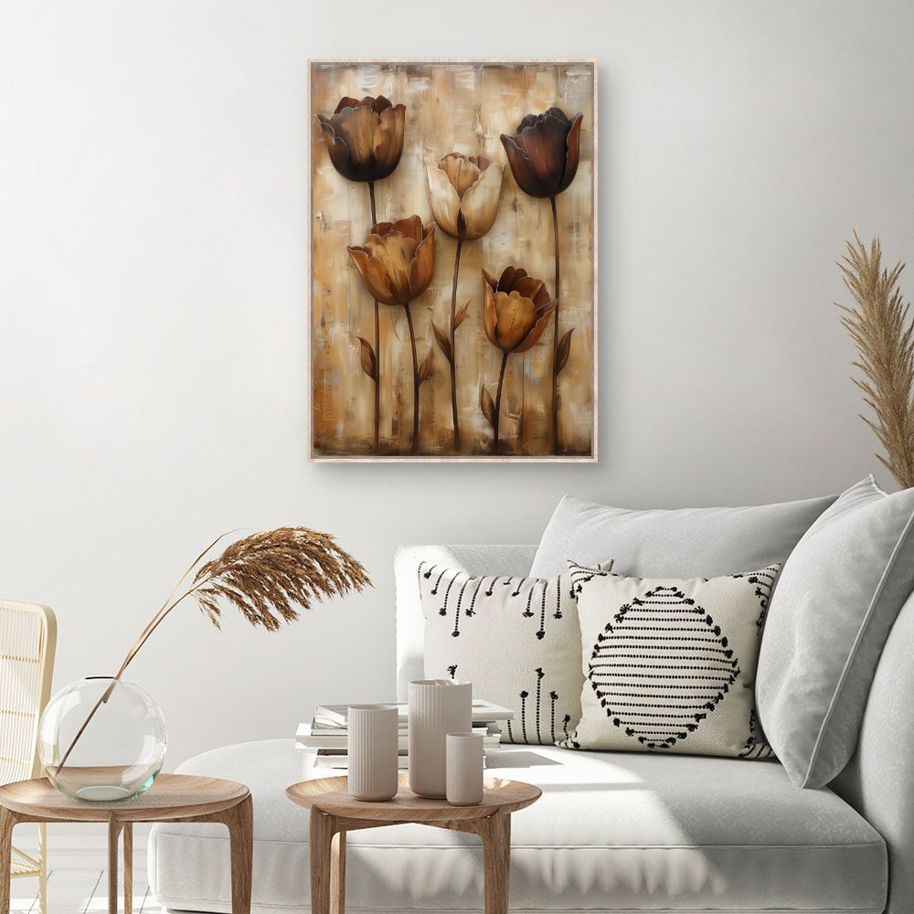 Toile Tulipes élégantes – toile cadre naturel (slide 1, 60×90)