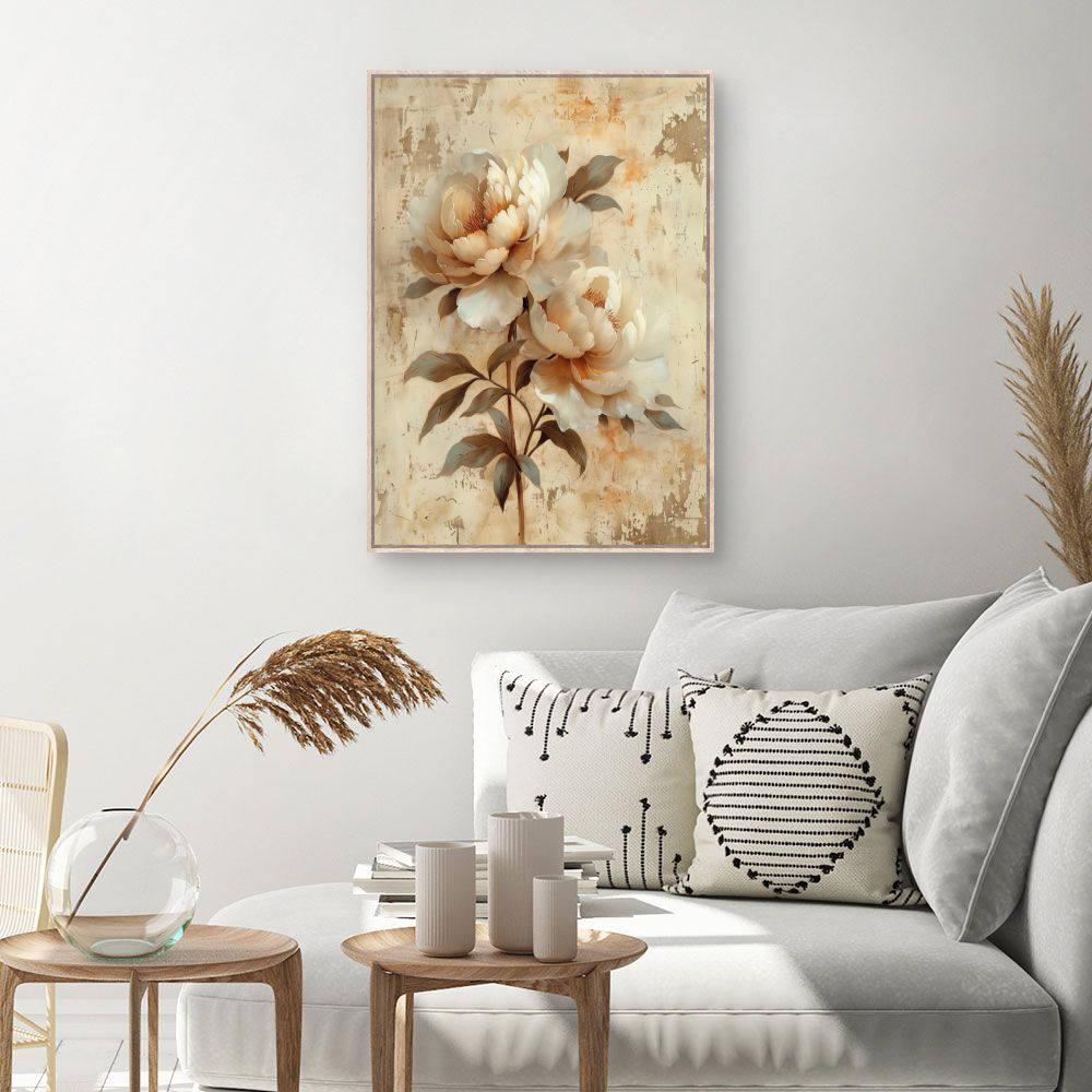 Toile Fleurs élégantes – toile cadre naturel (slide 1, 60×90)