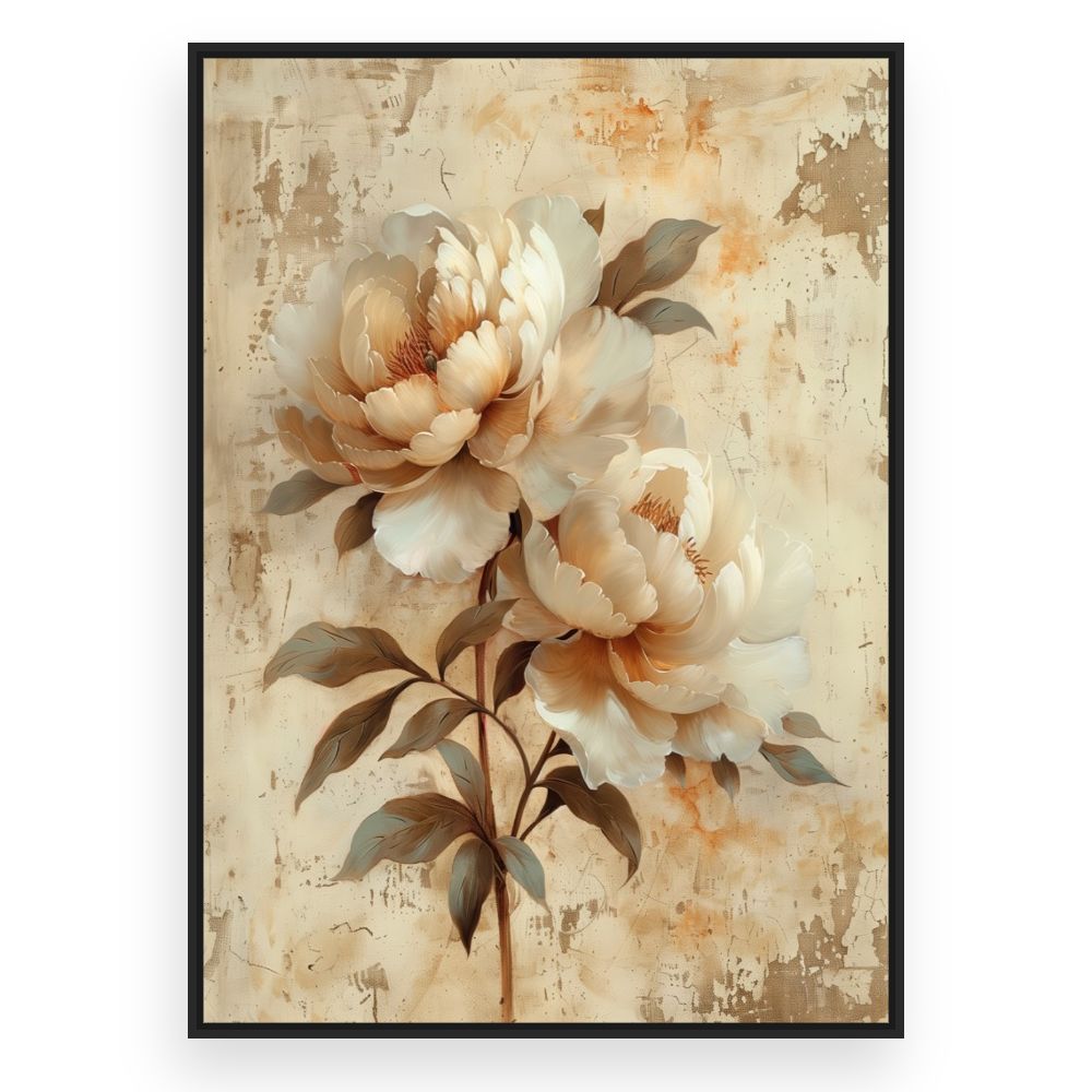 Toile Fleurs élégantes – toile cadre noir (slide 3)