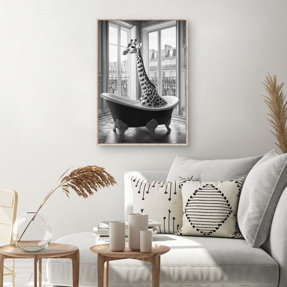 Toile Girafe élégante – toile cadre naturel (slide 1, 60×90)