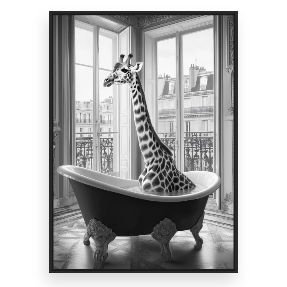 Toile Girafe élégante – toile cadre noir (slide 3)