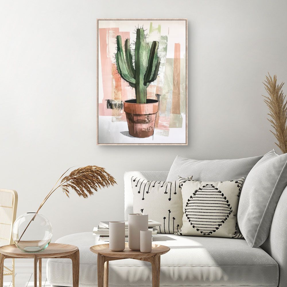 Toile Cactus artistique – toile cadre naturel (slide 1, 60×90)