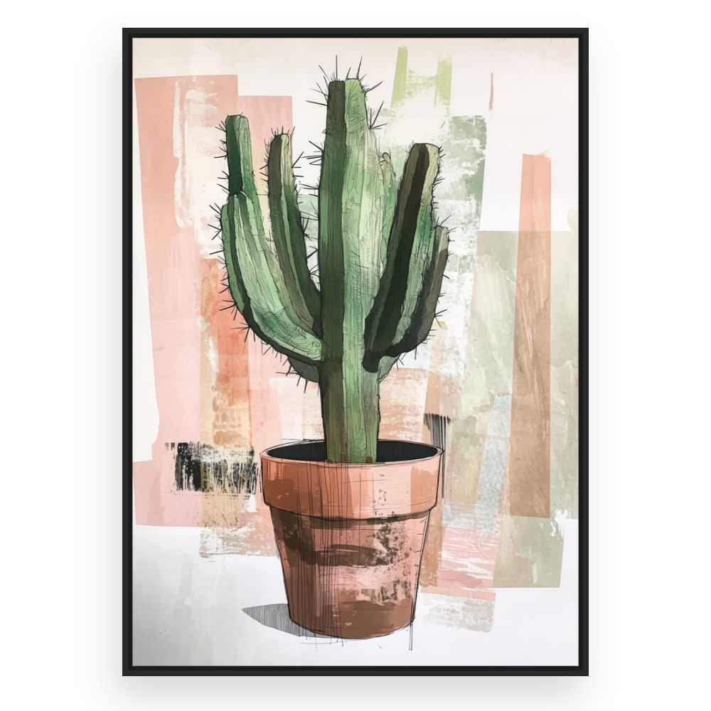 Toile Cactus artistique – toile cadre noir (slide 3)