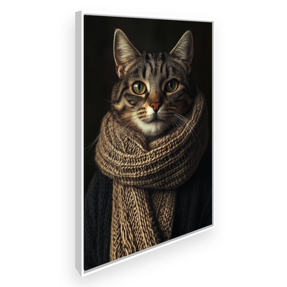 Toile Chat élégant – toile cadre blanc (slide 2)