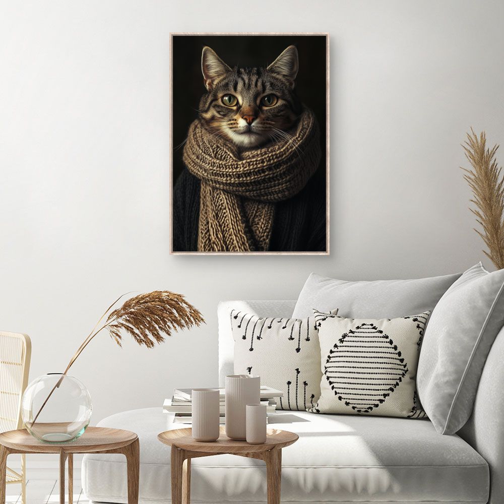 Toile Chat élégant – toile cadre naturel (slide 1, 60×90)