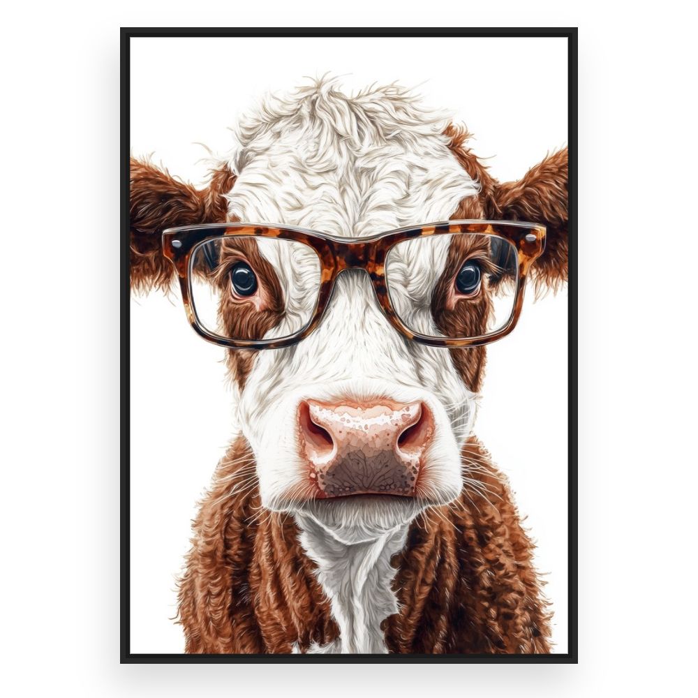 Toile Vache stylée – toile cadre noir (slide 3)