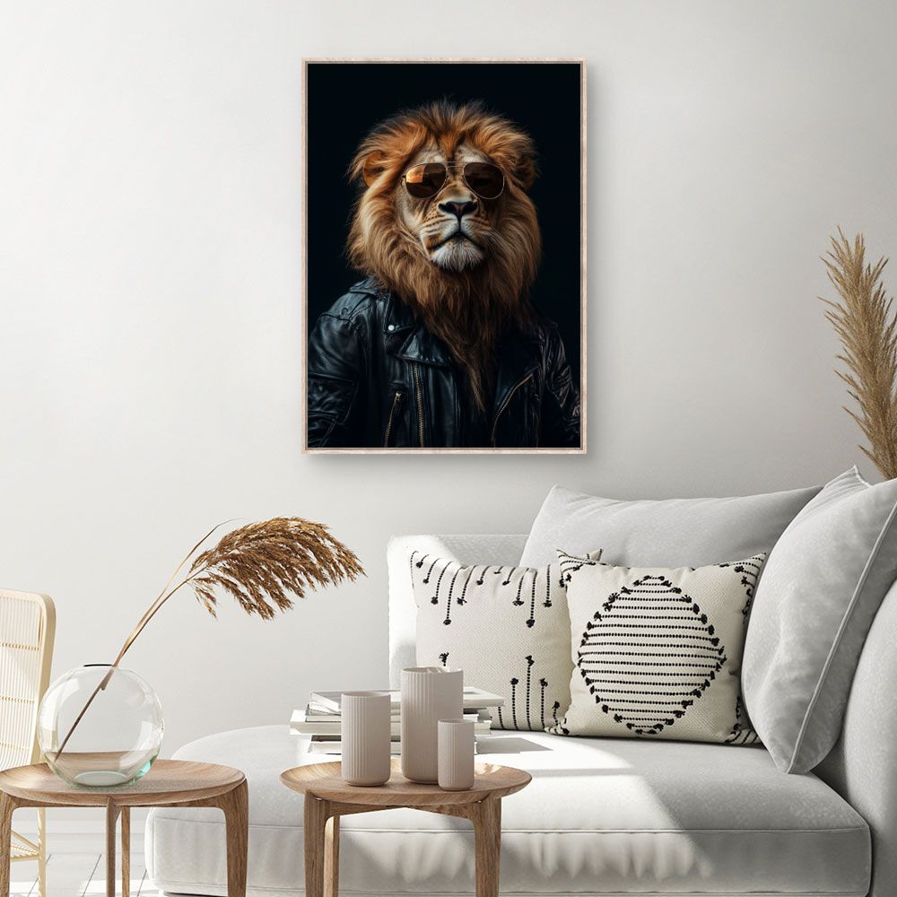 Toile Lion raffiné – toile cadre naturel (slide 1, 60×90)