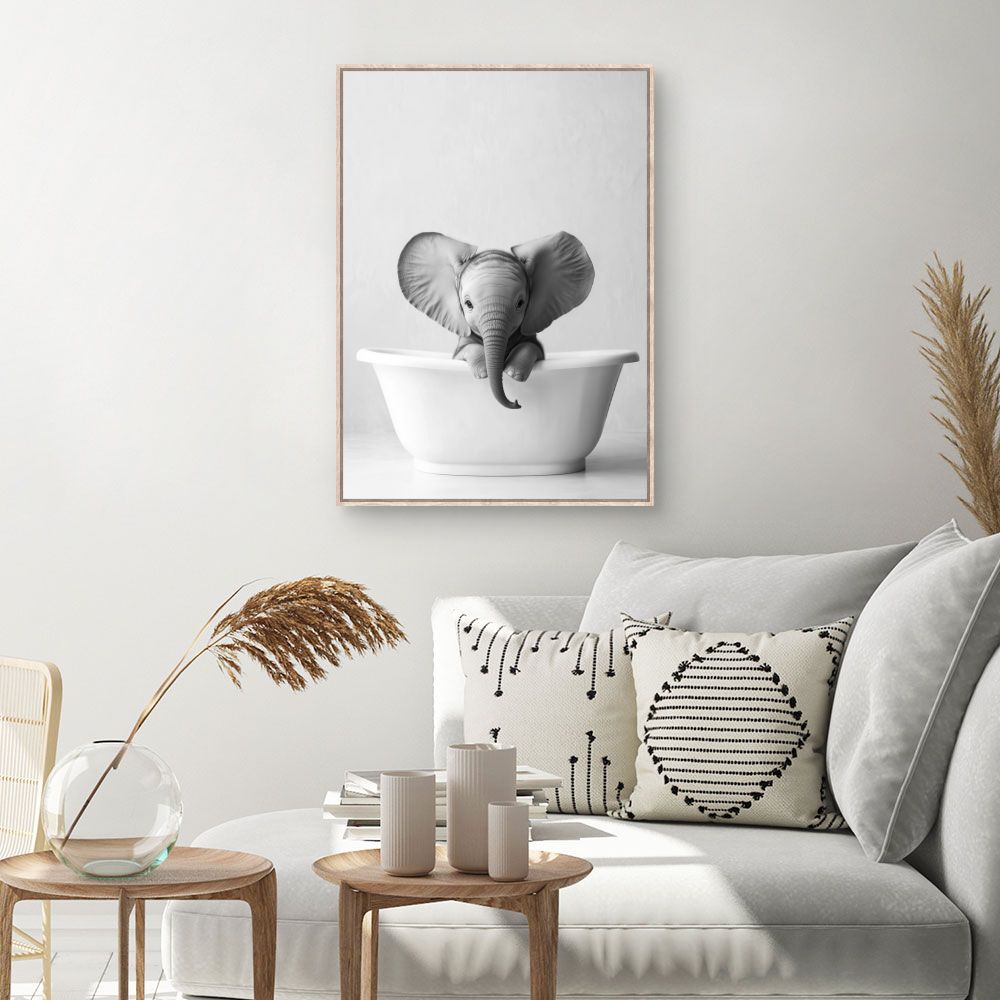 Toile Adorable éléphant – toile cadre naturel (slide 1, 60×90)
