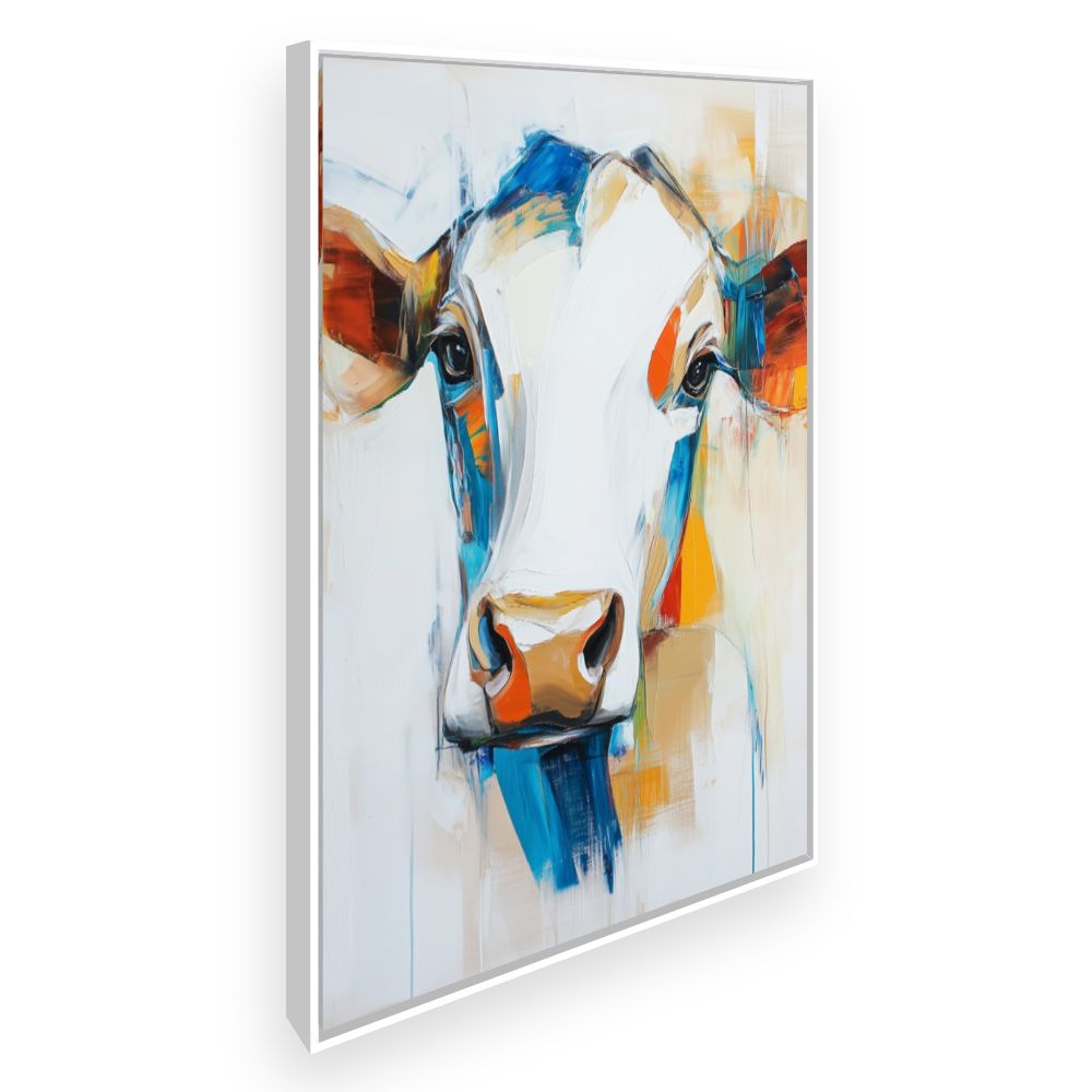 Toile Portrait vache coloré – toile cadre blanc (slide 2)