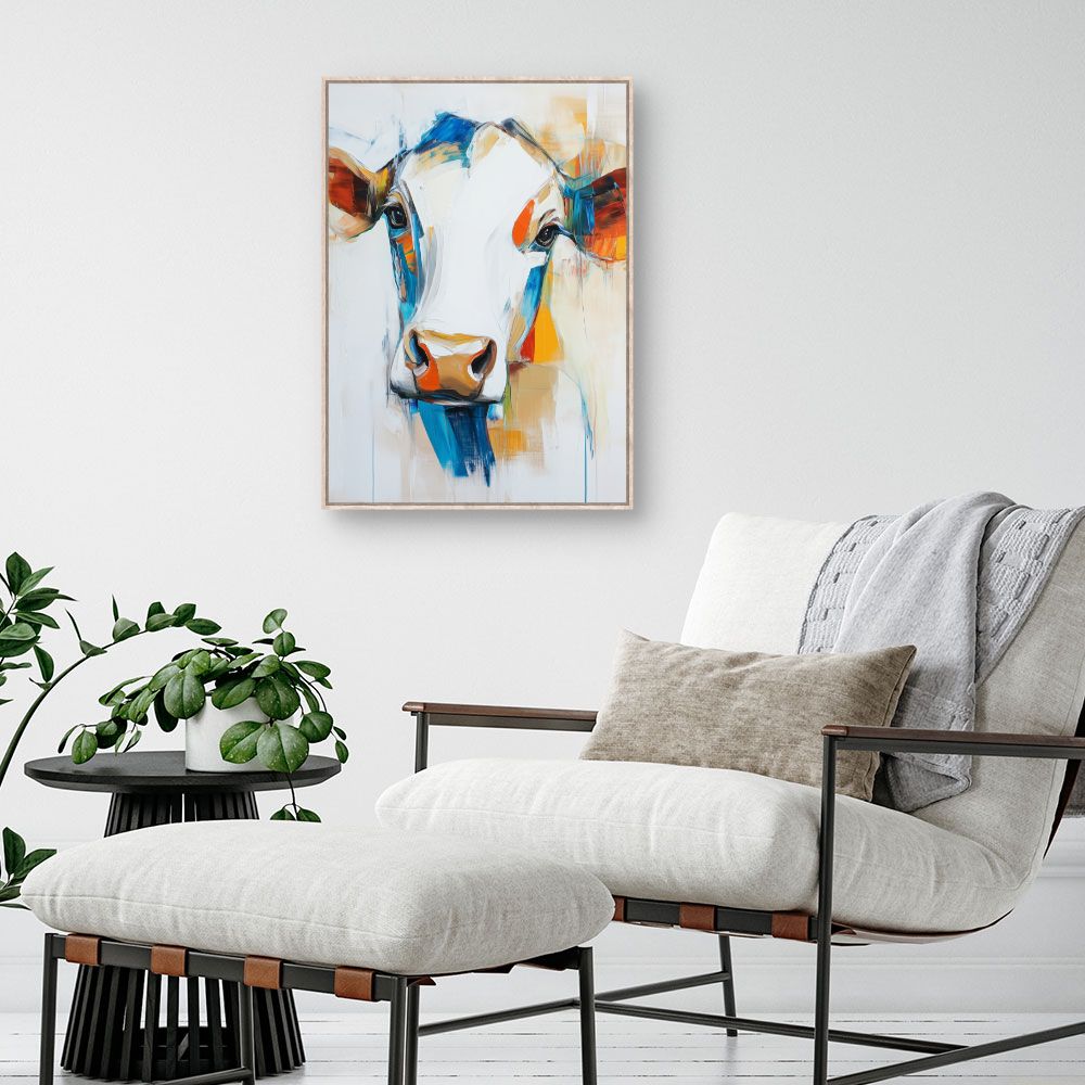 Toile "Portrait vache coloré"