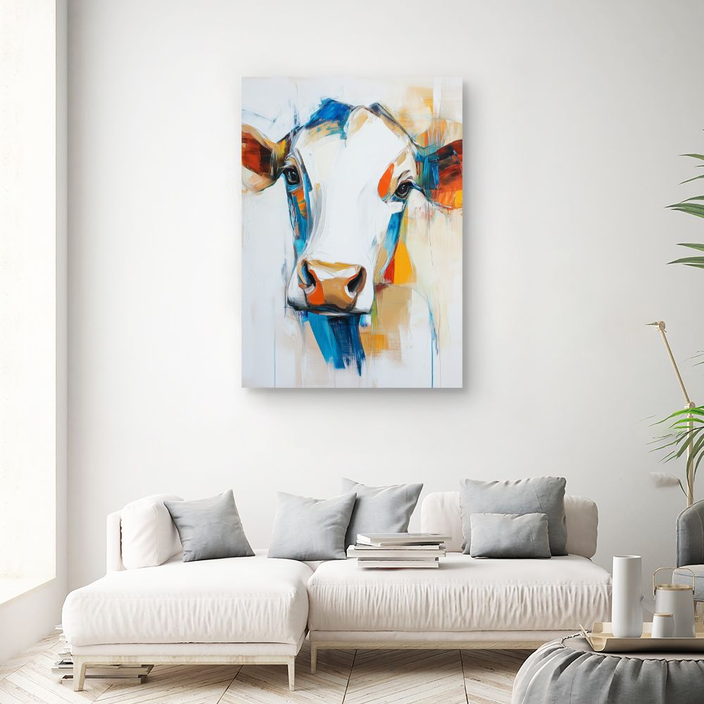 Toile "Portrait vache coloré"