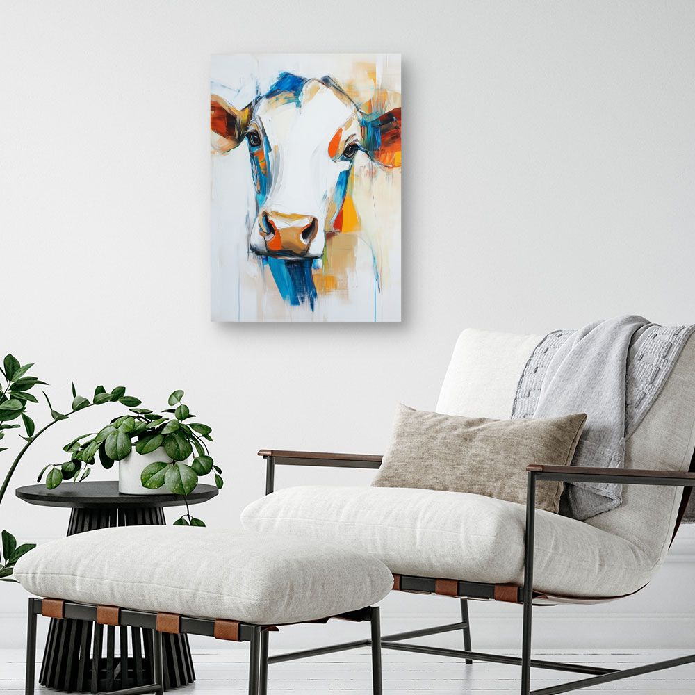Toile "Portrait vache coloré"