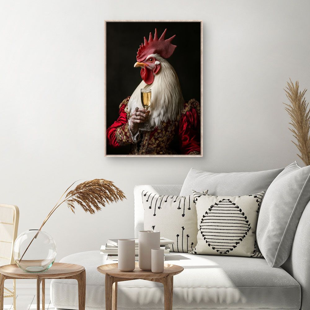 Toile Coq élégant chic – toile cadre naturel (slide 1, 60×90)