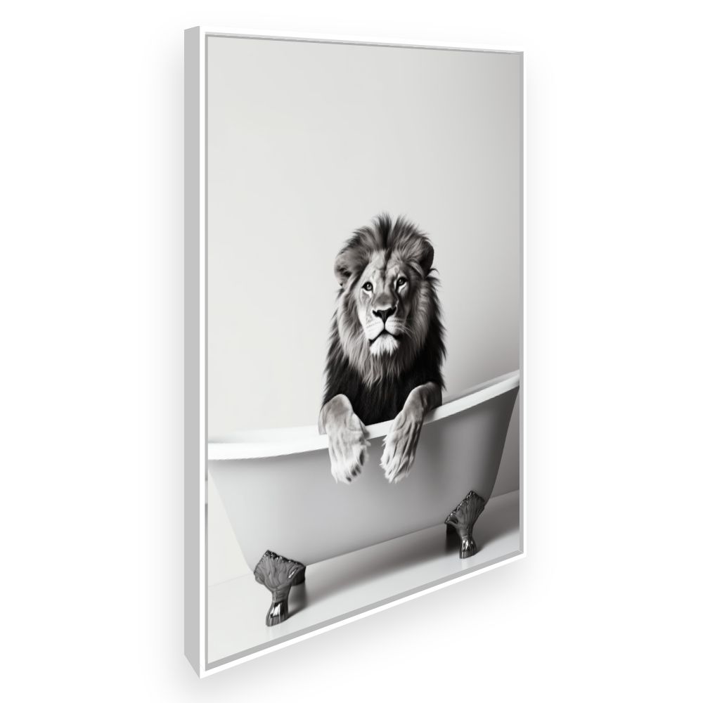 Toile Lion majestueux détendu – toile cadre blanc (slide 2)