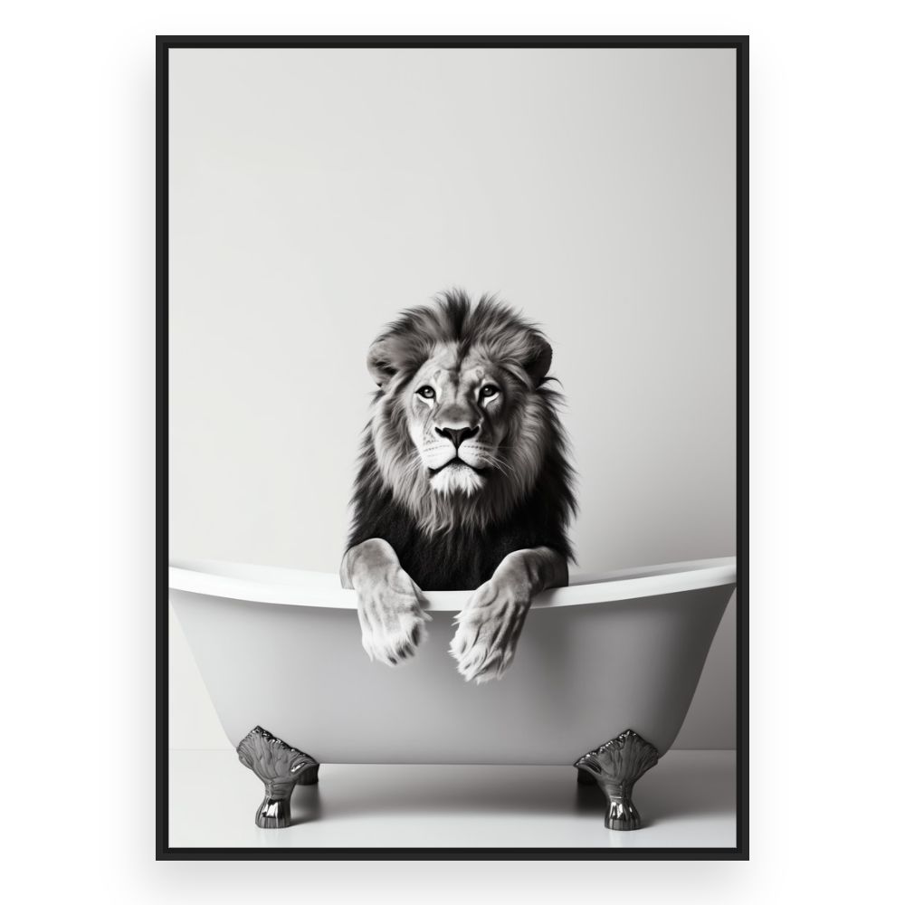 Toile Lion majestueux détendu – toile cadre noir (slide 3)