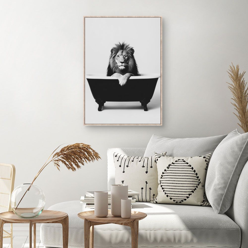 Toile Lion majestueux relax – toile cadre naturel (slide 1, 60×90)