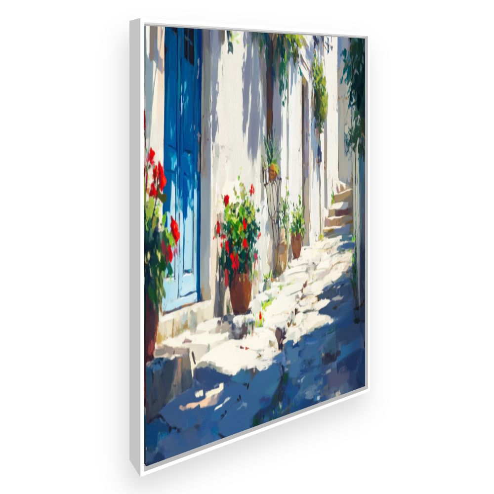Toile Ruelle méditerranéenne – toile cadre blanc (slide 2)
