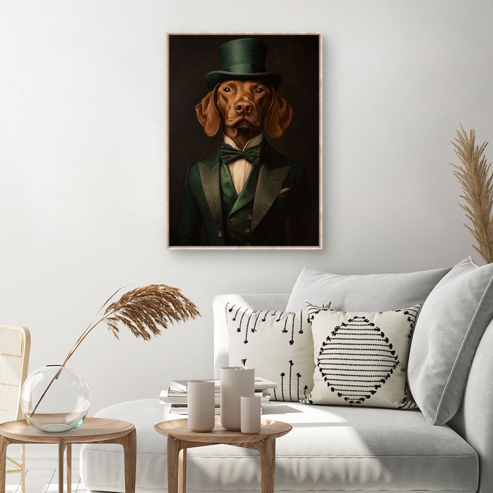 Toile Chien élégant victorien – toile cadre naturel (slide 1, 60×90)