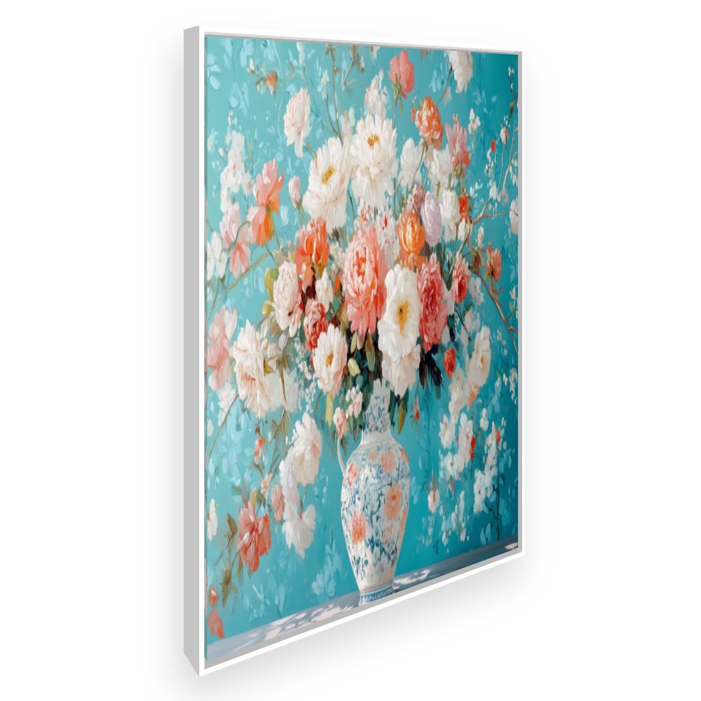 Toile Bouquet floral luxuriant – toile cadre blanc (slide 2)