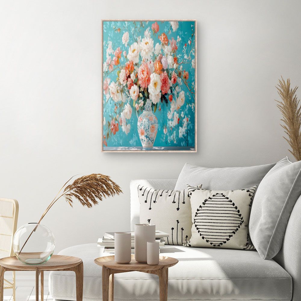 Toile Bouquet floral luxuriant – toile cadre naturel (slide 1, 60×90)