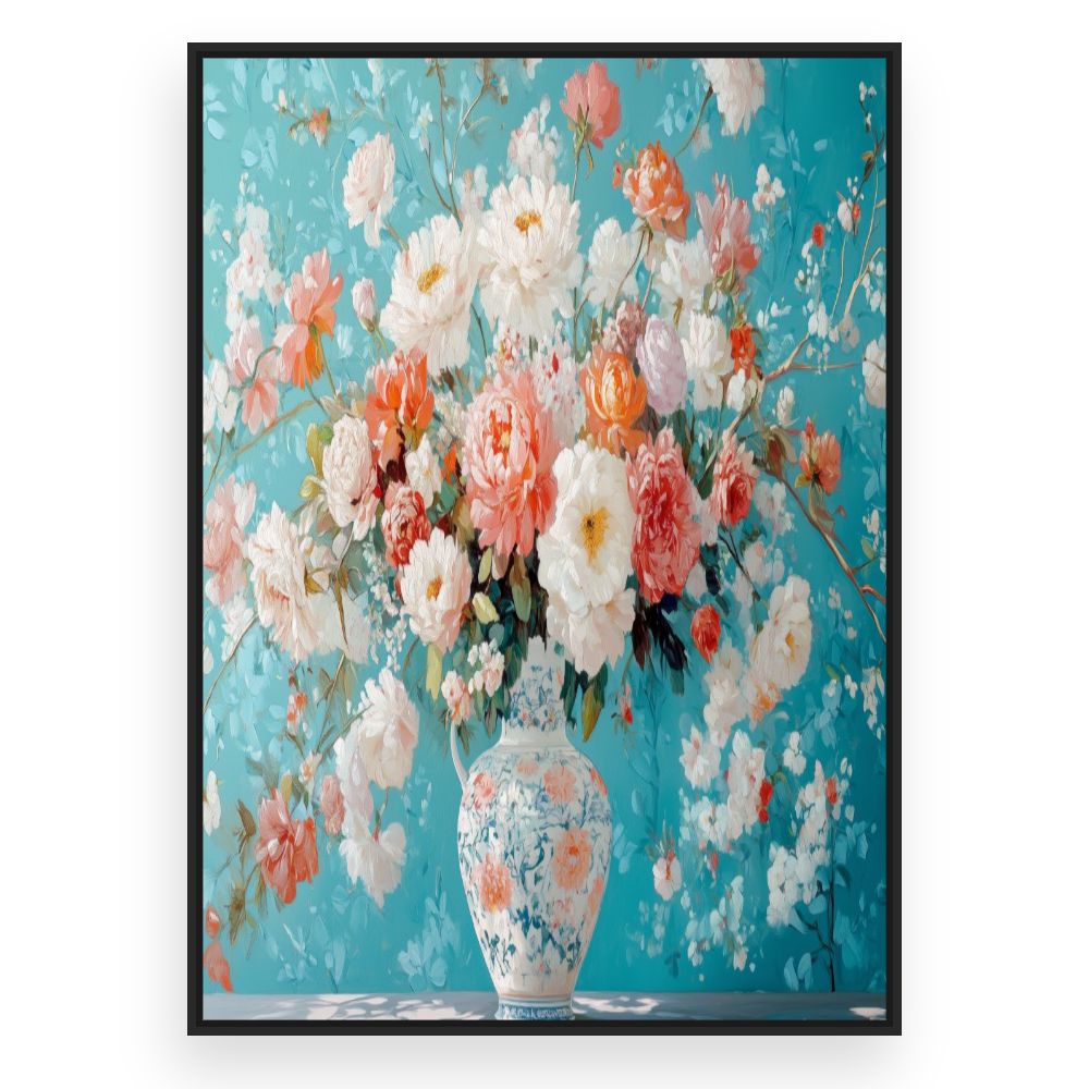 Toile Bouquet floral luxuriant – toile cadre noir (slide 3)
