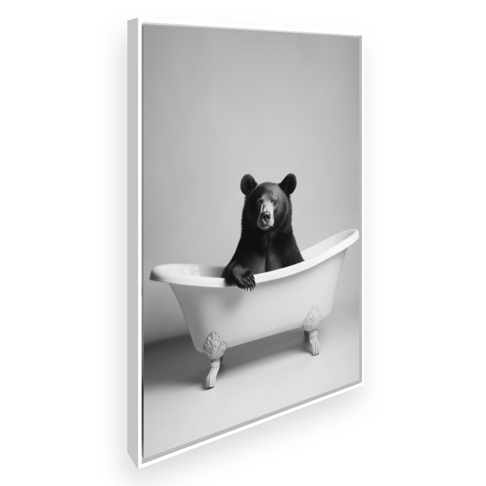 Toile Ours dans baignoire – toile cadre blanc (slide 2)