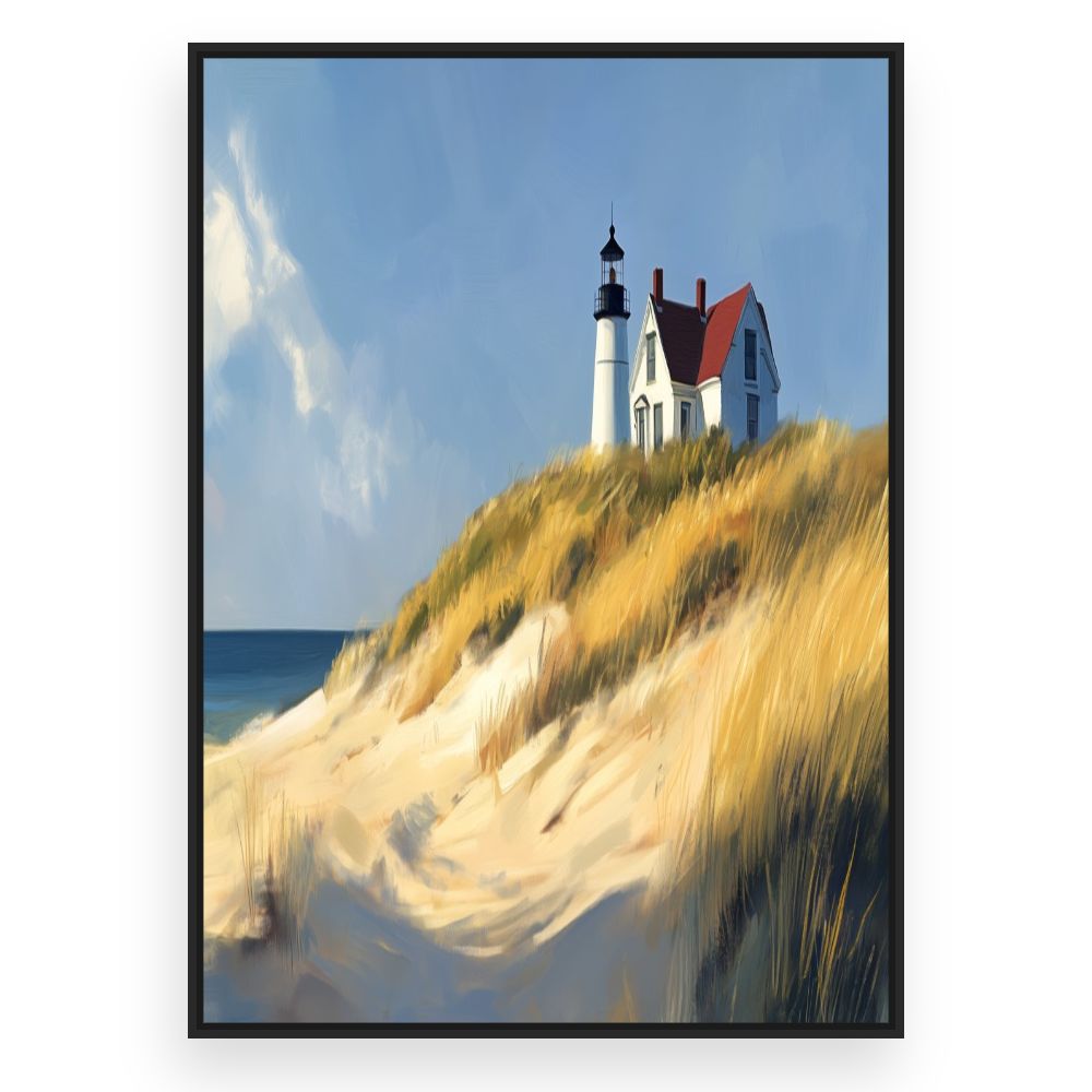 Toile Phare côtier paisible – toile cadre noir (slide 3)