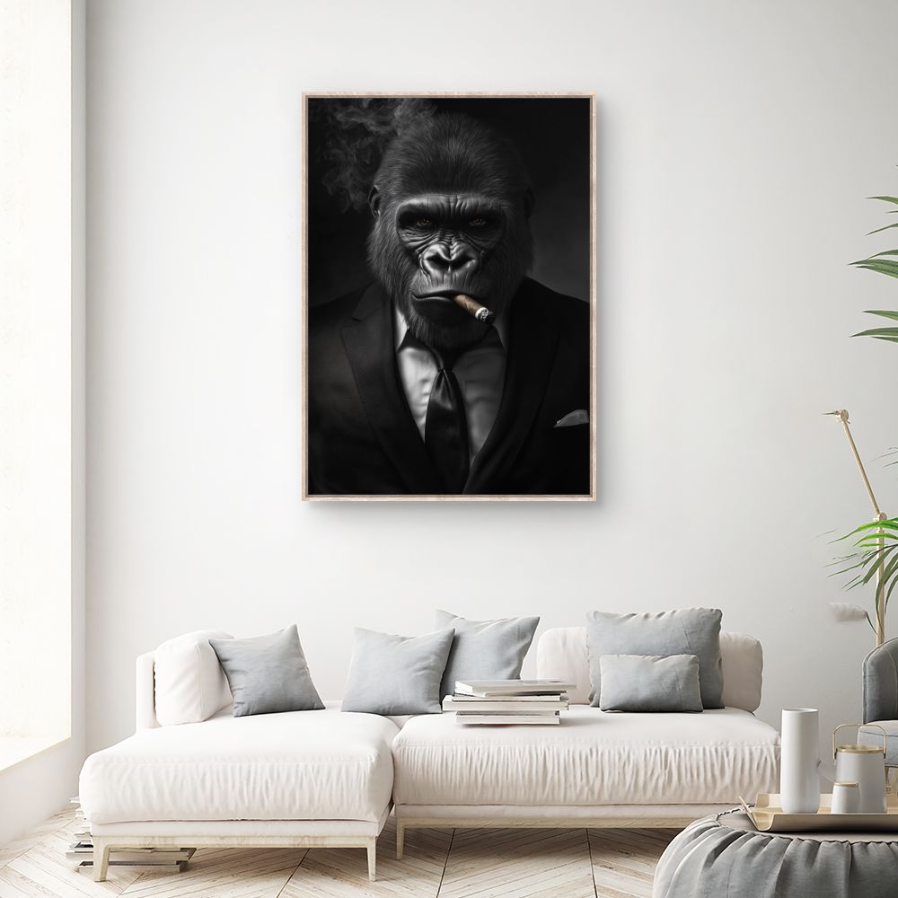 Toile "Gorille élégant fumeur"