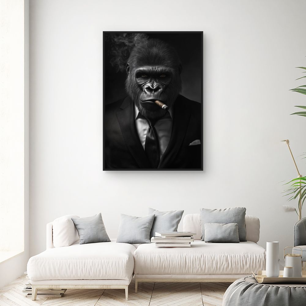 Toile "Gorille élégant fumeur"