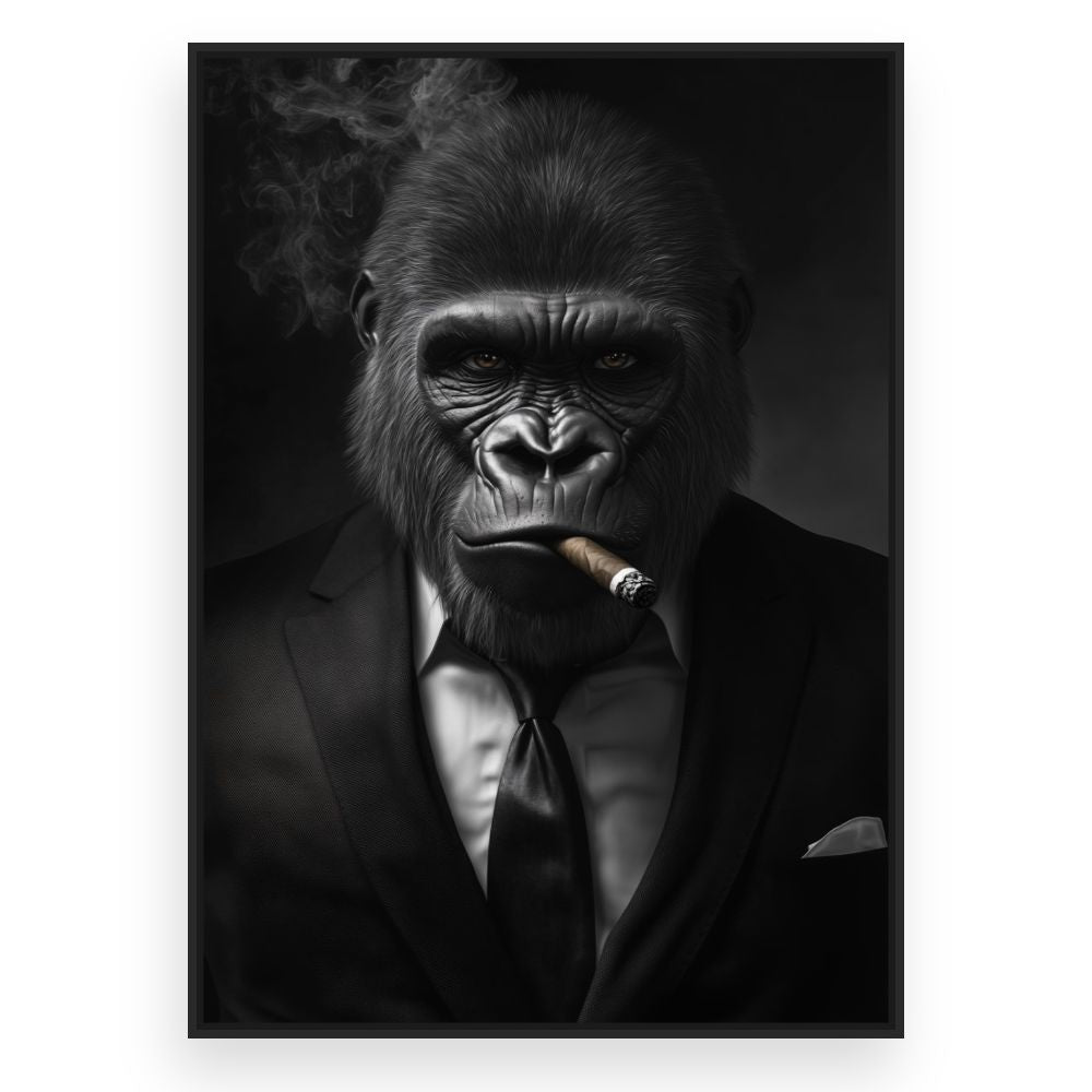 Toile Gorille élégant fumeur – toile cadre noir (slide 3)
