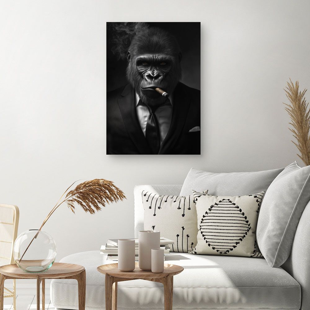 Toile "Gorille élégant fumeur"