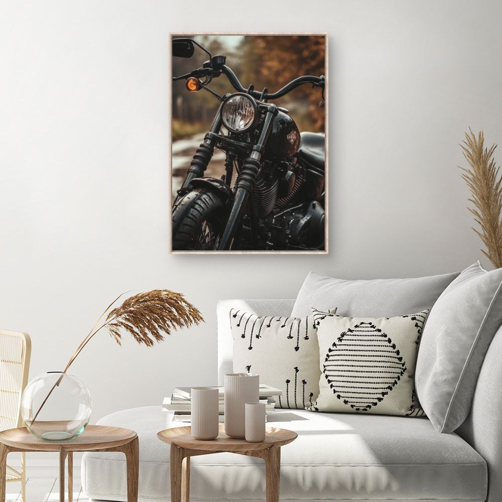 Toile Moto rétro chic – toile cadre naturel (slide 1, 60×90)