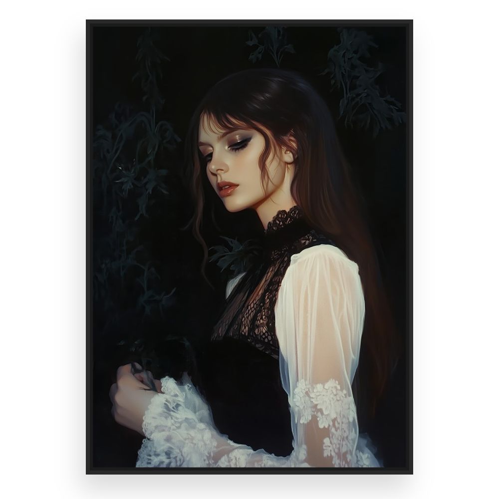 Toile Portrait romantique élégant – toile cadre noir (slide 3)