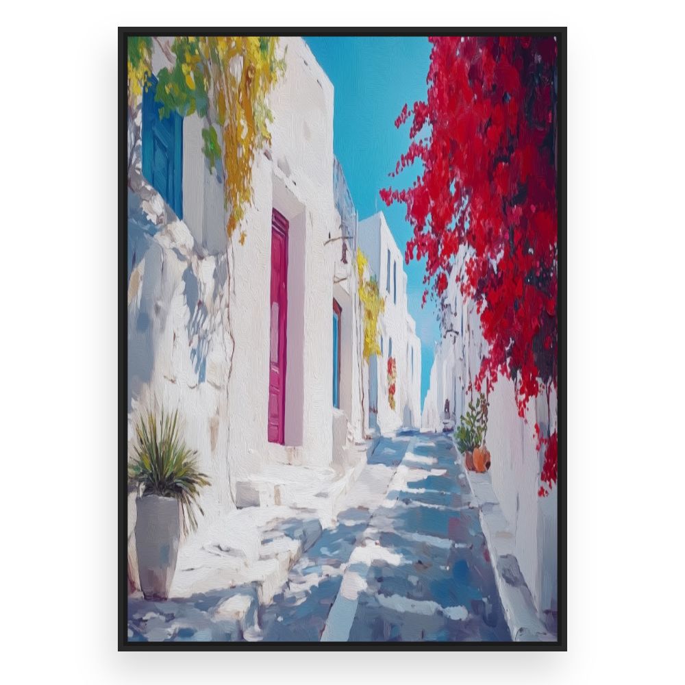 Toile Rue méditerranéenne paisible – toile cadre noir (slide 3)
