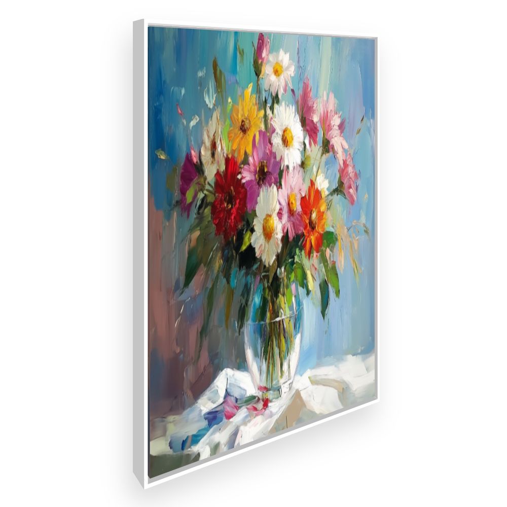 Toile Bouquet fleuri vibrant – toile cadre blanc (slide 2)