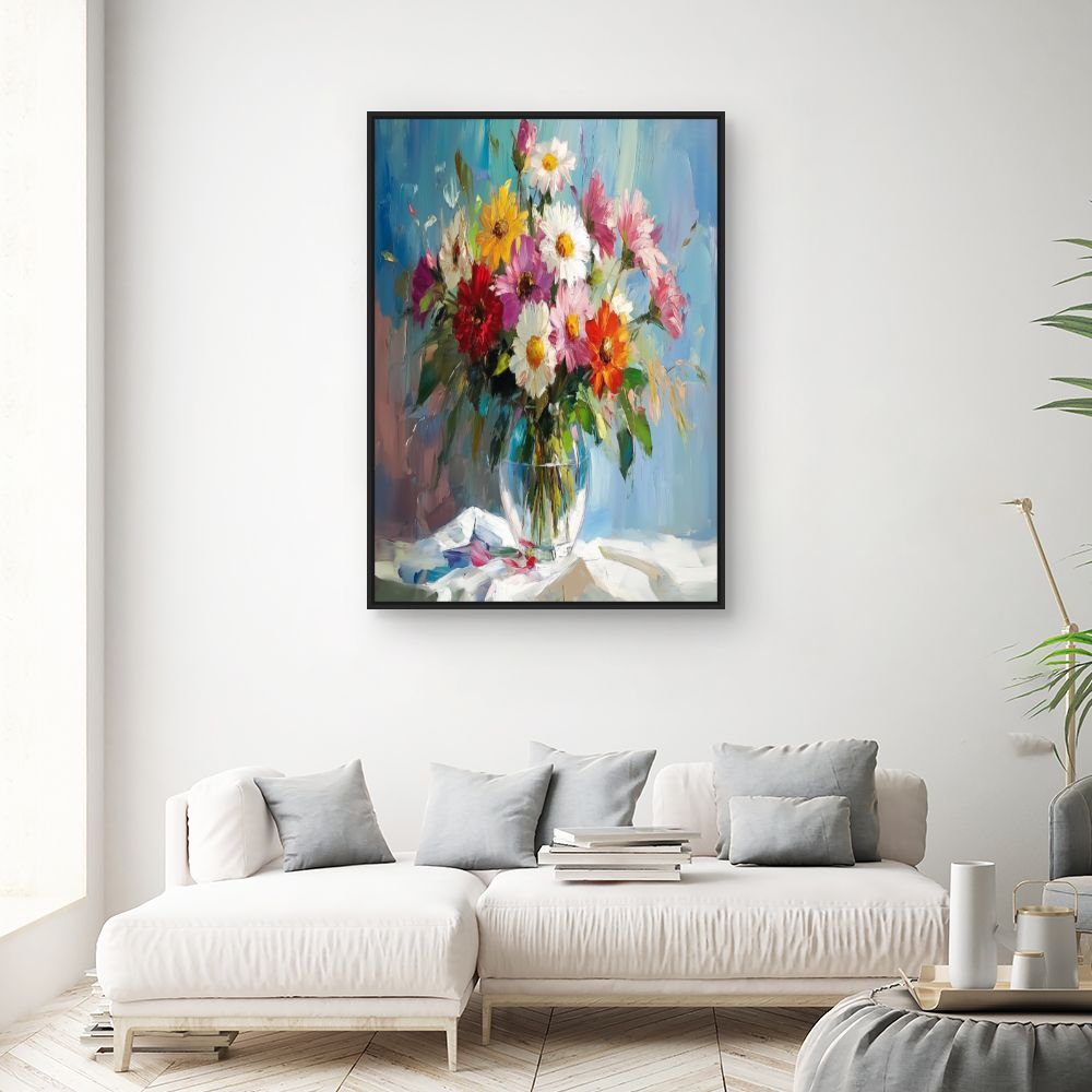 Toile "Bouquet fleuri vibrant"