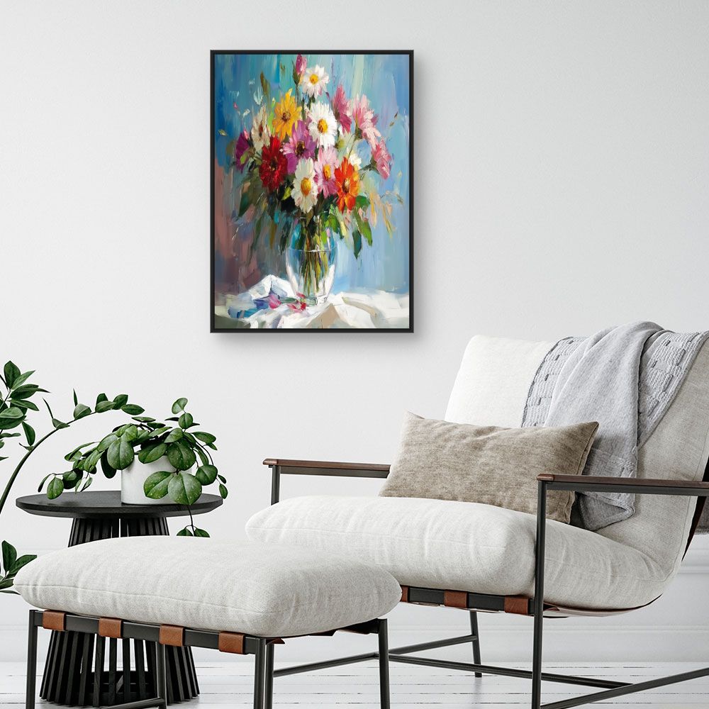 Toile "Bouquet fleuri vibrant"